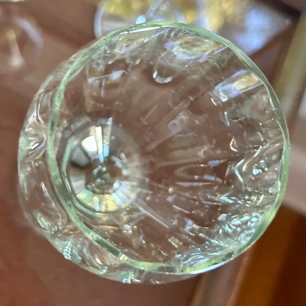 Vintage Blown Optic Wine Glasses Set of 4 Clear Faceted Stemware